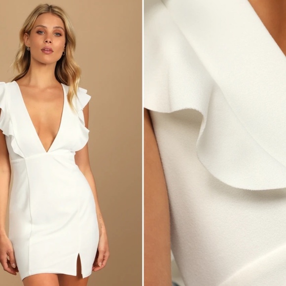 LULUS Bridal Bachelorette Engagement Bridal Shower Sexy Honeymoon Mini Dress - Picture 3 of 5